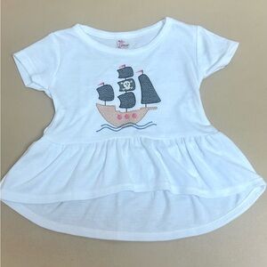White Pirate Ship Kids Appliqué T-Shirt